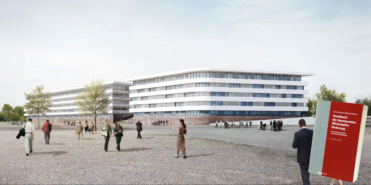 Kopfbau an der Messe Freiburg  - Neue Zentrale der FWTM